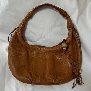 Sigrid Olsen Cognac Brown Leather Hobo with Tassel Accent